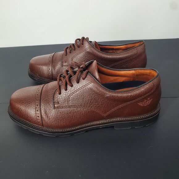 Dockers Shoes Mens Size 10 Brown Cap Toe Leather Derby Oxford Lug Sole 90-8560 - Picture 9 of 10